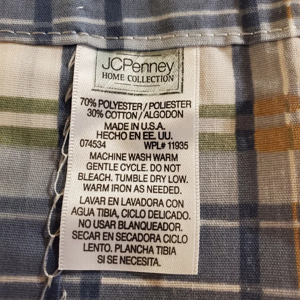 JCPenney Home Plaid Window Valance Set of 2 Blue Red Green Made in USA 68x14